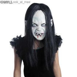 Masques de fête Horreur Halloween Masque de Sorcière Fête Mascarade En Caoutchouc Masque En Latex Fantôme Sadako Rancune Couverture Masque Noir Masques De Zombie Q231007