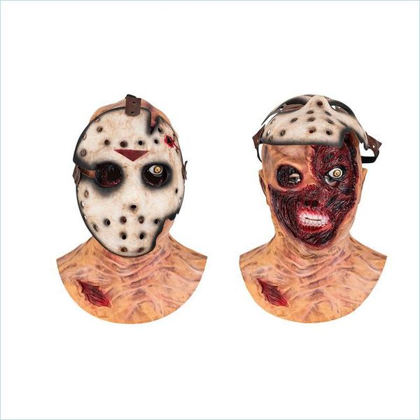 Masques De Fête Horreur Jason Effrayant Cosplay Fl Tête Masque En Latex Visage Ouvert Maison Hantée Props Halloween Articles De Fête 220610 Drop Delivery Dhi5Y