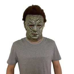 Masques de fête Horreur NICHAEL Myers LED Halloween Tue Masque Cosplay Effrayant Tueur Full Face Latex Casque Costume Props323q