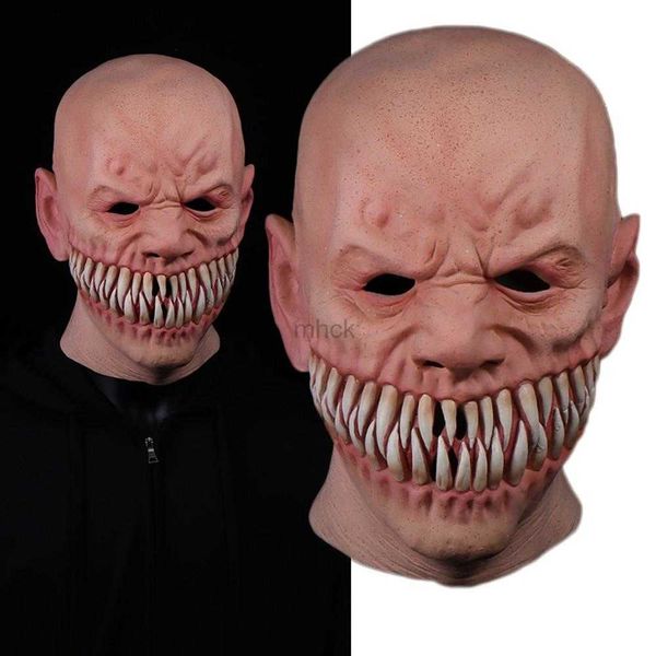 Máscaras de fiesta Horror Stalker Payaso Máscara Cosplay Creepy Big Mouth Teeth Chompers Máscaras de látex Fiesta de Halloween Scary Costume Props HKD230801