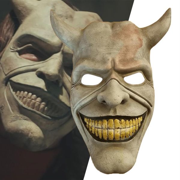 Masques de fête Horreur Le masque de téléphone noir Cosplay Scary Grabber Evil Killer Casque en latex Halloween Carnaval Costume Props 230302208T