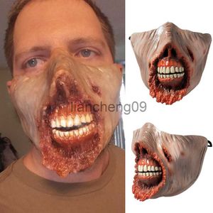 Feestmaskers Horror Zombie Masker Cosplay Creppy Biochemische Zombie Half Face Thriller Rotten Face Monster Latex Maskers Halloween Kostuum Rekwisieten x0907