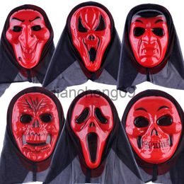 Máscaras de fiesta Horror Zombie Masque Cosplay Party Haunted House Props Decoración de Halloween Ghost Head Mask Headgear Gritando Black Gauze Skull Mask x0907