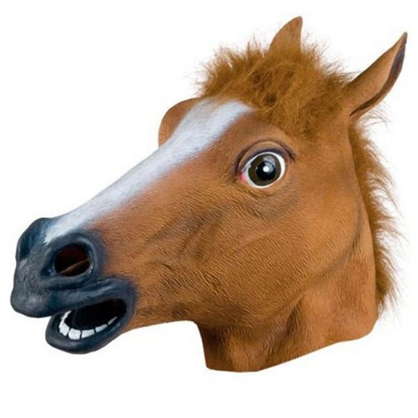 Máscaras de fiesta caballo cabeza de Halloween látex espeluznante Animal disfraz teatro broma Crazy Cosplay Prop tocado decoración 221203