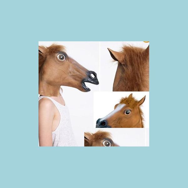 Masques De Fête Masque De Tête De Cheval Réaliste Et Py Halloween Costume Nouveauté Latex Caoutchouc Animal 1 Pcs / Lot Drop Delivery Home Garden Festiv Dhwh9