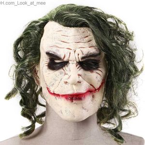 Masques de fête Personnage de film IC Dark Knight Joker Masque Mal Halloween Masque en latex Heath Ledger Latex Head Cover Cosplay Prop Q231009