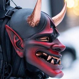 Máscaras de fiesta Fantasma japonés Samurai Máscara Halloween Horror Máscaras de látex Mascarada Hannya Cosplay Mascara Carnival Oni Masque Máscara facial completa L230803