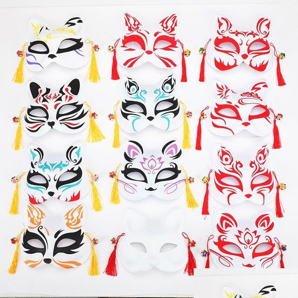 Masques De Fête Style Japonais Peint À La Main Pvc Chat Masque Cosplay Mascarade Festival Balle Kabuki Kitsune Costume Jk2009Xb Drop Delivery Dhksc