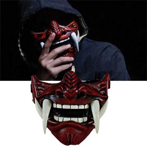 Party Masks Japonais Samurai Oni Demon Mask Play-play Horror Prana Kabuki Half Face Halloween Party Costume accessoires Q240508