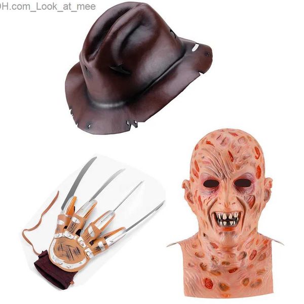 Máscaras de fiesta Killers Jason Mask Freddy Krueger Guantes Películas de terror Scary Latex Headgear Cosplay para la fiesta de Halloween Disfraz para emulsión Q231007