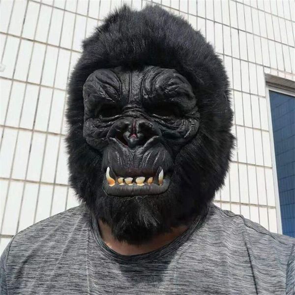 Masques de fête King Kong Gorilla Mask Hood Singe Latex Animaux Halloween Cosplay Costume Tête d'horreur pour adultes 230705