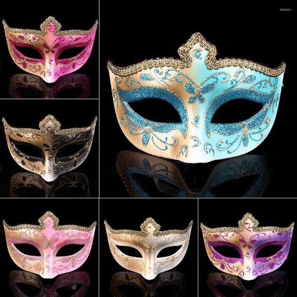 Masques de fête Masque de mascarade en dentelle Demi-visage Sexy Déguisement Princesse multicolore pour Halloween Carnaval Night Club