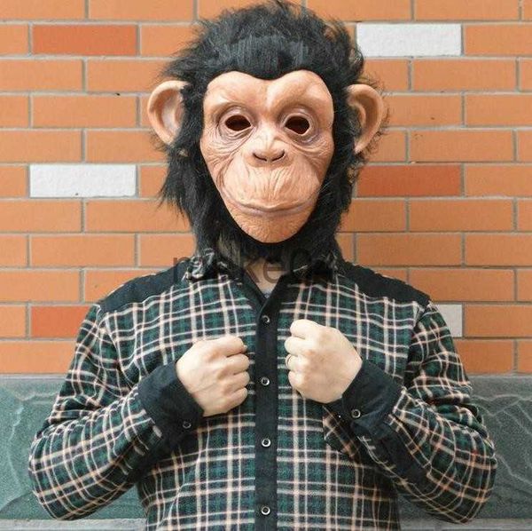 Masques de fête Latex Animal Tête de chimpanzé Masque Déguisement Paresseux Bruno Mars Chanson Chimpanzé Cosplay Masque Costume Théâtre Prop Halloween J230807