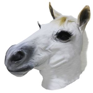 Feestmaskers latex dier realistische witte paardenmasker Halloween cosplay chique verkleed carnaval kostuummasker 230327