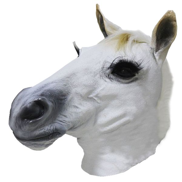 Masques de fête Latex Animal Réaliste Cheval Blanc Masque Halloween Cosplay Déguisement Carnaval Costume Masque 230327