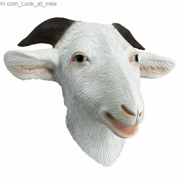 Masques de fête Masque de chèvre en latex Masques de ferme de mouton d'antilope pour Halloween Costume Party Caoutchouc Tête complète Masque de tête d'animal Q231007