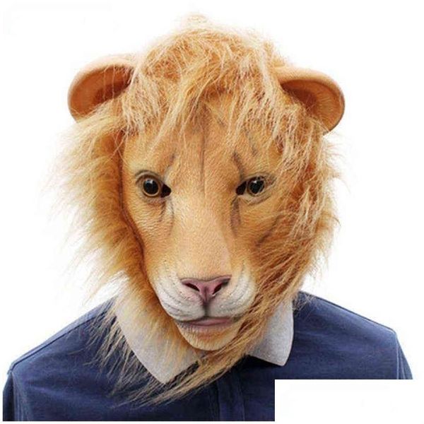 Masques de fête Latex Lion Masque Fl Visage Animal Halloween Mascarade Anniversaire Cosplay L220711 Jardin Festif Supplie Drop Livraison Dhgui