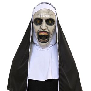 Masques de fête Masque en latex Halloween décorations Cosplay effrayant Horrible Masque Nun Maste Face Costume Halloween Masquerade Prop 230812
