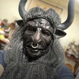 Feestmaskers Latex Ossenhoorn Volgelaatsmasker Bull Demon King Halloween Monster Duivel Cosplay Props Carnavalsfeest Eng Horrible Grappig 230824