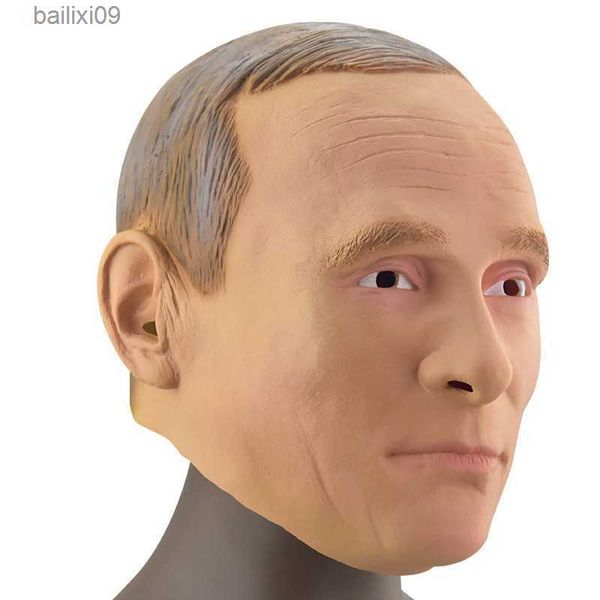 Masques de fête Latex réaliste vieil homme masque humain mâle tête Halloween carnaval masque costume robe président russe Vladimir Poutine T230905