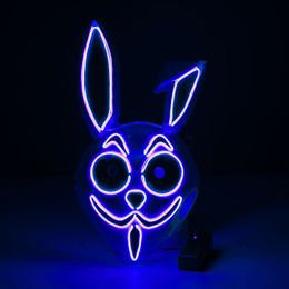 Masques de fête Led lueur ferank longues oreilles pliées masque de lueur de lapin anime cos accessoires visage de chat Halloween 230523