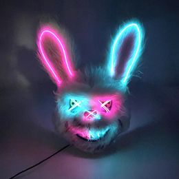 Party Maskers LED gloeiende Cosplay Bloody Rabbit Masker Halloween Scary Killer Bunny Hoofddeksel Carnaval Maskerade Dans horror Kostuum Rekwisieten 231016