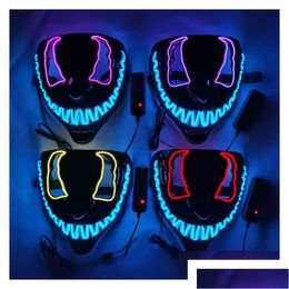 Masques de fête LED Masque d'Halloween Glow lumineux dans les masques de cosplay sombres 14 couleurs Drop Livraison Home Garden Festive Supplie Homefavor Dhg5K