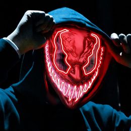 Party Maskers LED Halloween Masker Scary Glowing Cosplay Kostuum Jongens Meisjes Decoratie Lichtgevende met 3 Verlichting Modes 230721
