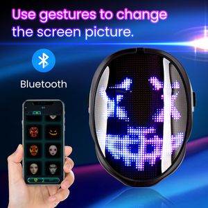 Masques de fête LED illuminés avec Bluetooth Programmable DIY Mascarade personnalisée Cosplay Cool Cadeaux de Noël 221203