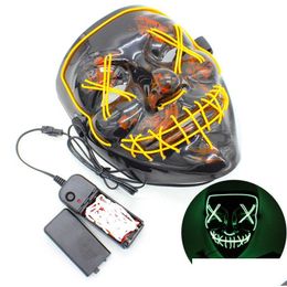 Feestmaskers Led-lichtmasker Up Grappig van Festival Cosplay Halloween-kostuum Flash Bar Dance met drie snelheden 9 stijlen Gift Drop Delivery Dhbw6