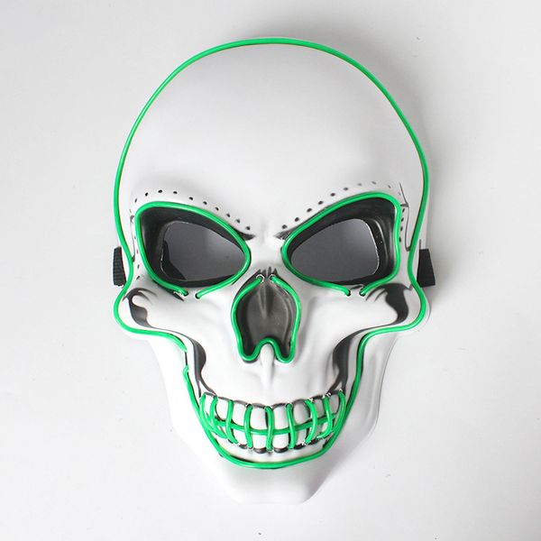 Masques de fête Led Masque Lumineux Ghost Head Horror Cos Halloween Lumière Froide Masque Fluorescent Masque Cosplay Costume Dance Party 230327