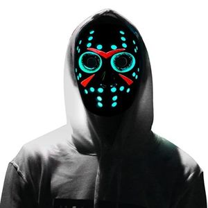 Party Masks Led Mask Full Face Neon El Wire Light Up voor film Jason Killer Halloween Chrismas Cosplay Cosplay Gift 220920