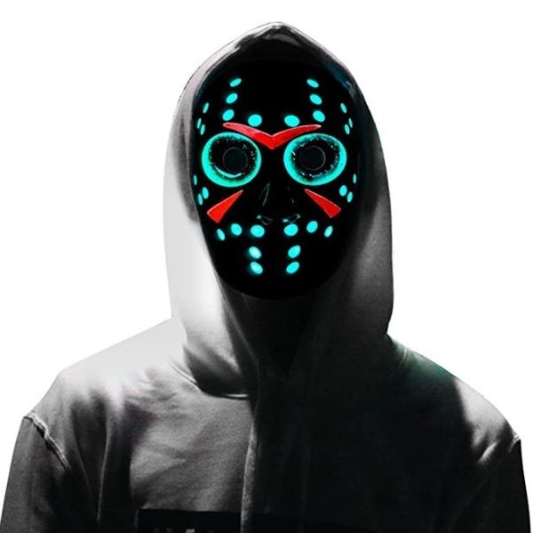 Masques de fête Masque LED Full Face Neon EL Wire Light Up Pour Film Jason Killer Halloween Costume De Noël Cosplay Cadeau 220920