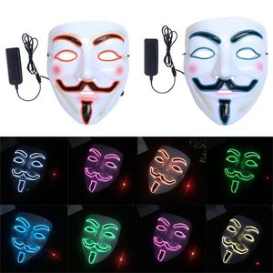 Party Masks Led V voor Vendetta Anonieme Guy Fawkes Cosplay Masquerade Dress Up Mask Fancy Fancy Tolult Costume Accessory 220920