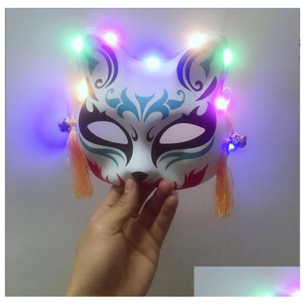 Les masques de f￪te ￩clairent Halloween Demon Mask Party Cartoon Cat r￩plique LED COMIC COMIC COSPLAY PROPS ADTS ACCESSOIRES DE D￉CORATION MUR DHE2M