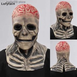 Masques de fête Lofytain Creepy Skull Masque biochimique Cosplay Horreur Cerveau Squelette Latex Casque Halloween Party Carnaval Costume Props T231012