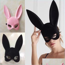 Party Masks Long Ears Rabbit Mask Costume Costume Cosplay Halloween Masquerade Pink / Black Drop Livrot Home Garden Festive Supplies Dhlt7