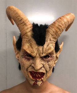 Feestmaskers lucifer cosplay masker demon devil hoorn latex maskers met bloedige mond Halloween kostuum enge demon duivelfilm vreselijk masker 230816