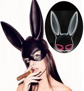 Masques de fête Luminous LED Mask Cosplay Costumes de lapin accessoires Sexy Bunny Half Face Women Mask For Stage Performance Carnival S8637549