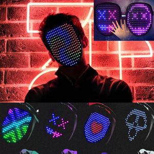 Masques de fête Masque LED lumineux Gesture Sensing Face Chang Glowing Halloween Carnaval de Noël Festival DJ Cosplay Fournitures 230923