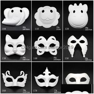 Party Maskers Make-up Dans Wit Embryo Mod Diy Schilderen Handgemaakt Masker Pp Dier Halloween Festival Papier Gezicht Dbc Drop Delivery Home Dhlq2