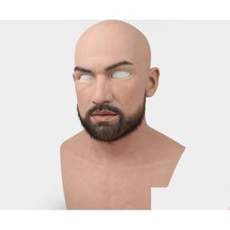 Feestmaskers mannelijke latex realistische adt sile fl face maskers voor man cosplay feestmasker fetisj real skin drop levering home tuin festiv dhzia