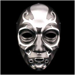 Máscaras de fiesta Malfoy Resin Death Eater Mask Maskerade Halloween Carnival Props Decoración de la pared del hogar Collectibles T220802 Drop d otmkd