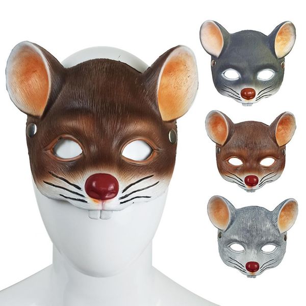 Máscaras de fiesta Máscara Adulto Halloween Ratón Media cara Cosplay Gato Cuero Masquerade Carnival Play 230607