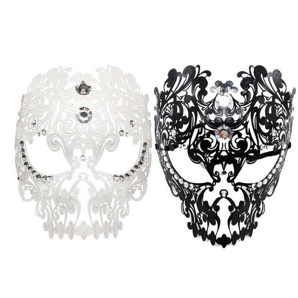 Masques de fête Masque Venise Cosplay Modèle ajouré Forgé Diamant Noir Blanc Mascarade Eye Party Reine Fl Visage Halloween Drop Del Dhxun