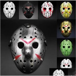 Feestmaskers Maskerade Jason Voorhees Masker Vrijdag de 13e Horrorfilm Hockey Enge Halloween-kostuum Cosplay Plastic Fy2931 Drop D Dhshk