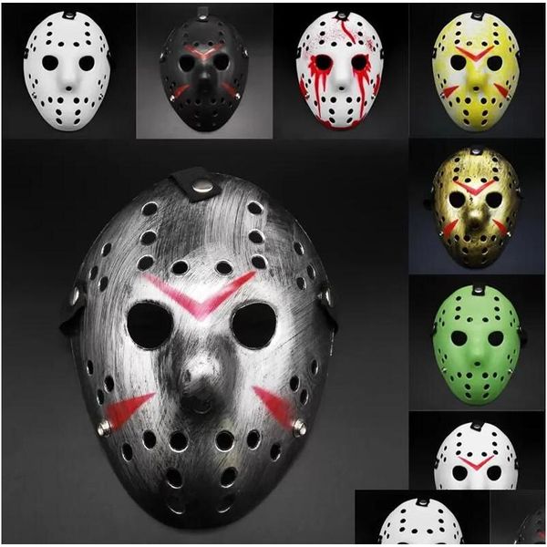 Masques de fête Mascarade Jason Voorhees Masque Vendredi 13ème Film d'horreur Hockey Effrayant Halloween Costume Cosplay Plastique FY2931 Drop D Dhshk