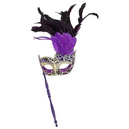 Feestmaskers maskerade masker bruiloft carnaval prestatie paars kostuum sex dame venice veer sexy Halloween 220920