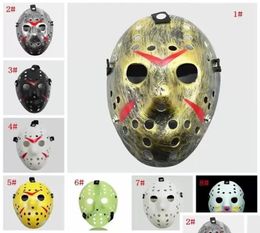 Máscaras de fiesta mascaradas Jason Voorhees Mask el viernes 13 de la película de terror Hockey Scary Halloween Cosplay Plastic Party7075503