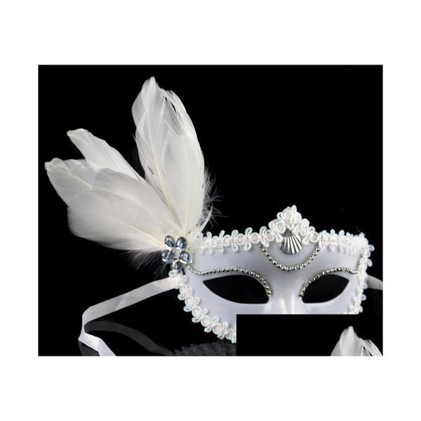 Masques de fête mascarade hommes et femmes enfants masque powalk côté plume noir couple blanc grand livraison de gouttes de cheveux flottants à la maison ga dh5u4